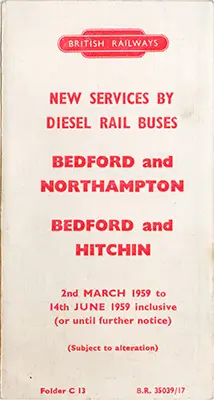 March 1959 Bedford - Northampton timetable cover