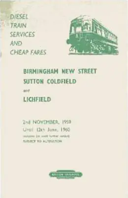 Winter 1959 Birmingham - Lichfield via Sutton Coldfield timetable cover