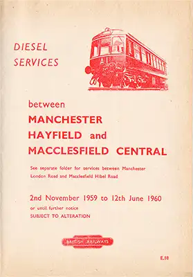 Front of November 1959 Manchester - Hayfield - Macclesfield timetable