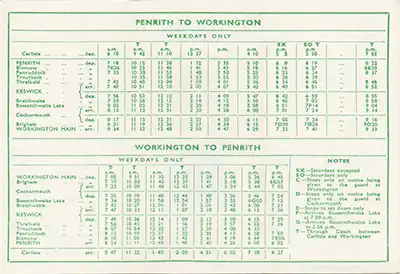 November 1959 Penrith timetable inside