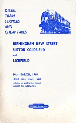 March 1960 Birmingham - Lichfield timetable cover