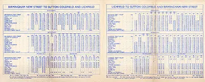 March 1960 Birmingham - Lichfield timetable inner