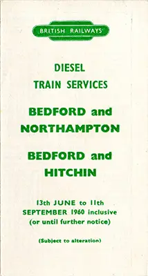 Summer 1960 Bedford - Northampton timetable cover