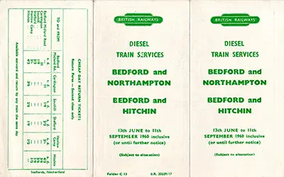 Summer 1960 Bedford - Northampton timetable outside