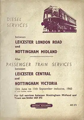 June 1960 Leicester - Nottingham timetable cover