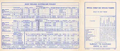 June 1960 Nottingham - Derby timetable inside