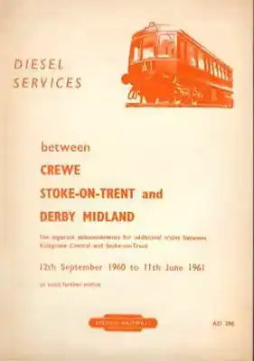 Front of September 1960 Crewe - Stoke-on-Trent - Derby timetable