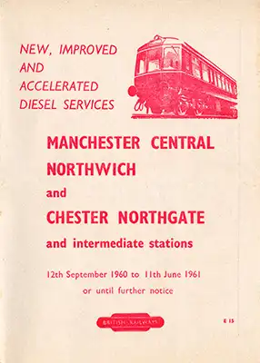 Front of September 1960 Manchester - Chester timetable