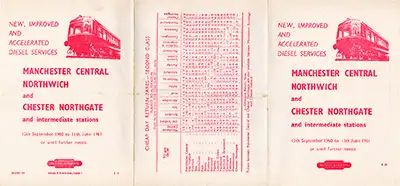 Outside of September 1960 Manchester - Chester timetable