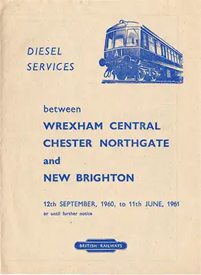 Front of September 1960 Wrexham - Chester - New Brighton timetable