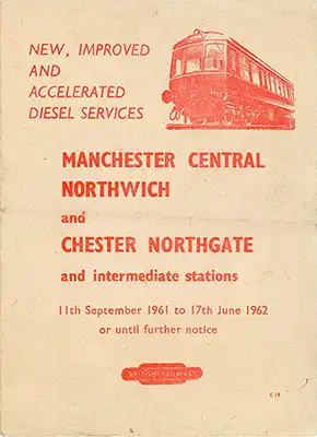 Cover of September 1961 Manchester - Chester timetable