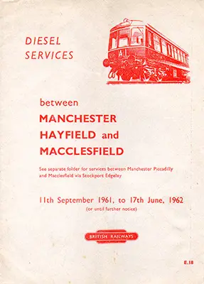 September 1961 Manchester - Hayfield - Macclesfield timetable cover