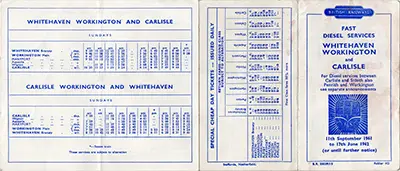 September 1961 Workington - Whitehaven - Carlisle timetable outside