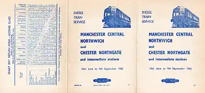 Outside of June 1962 Manchester - Chester timetable