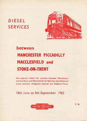 Front of Summer 1962 Manchester - Stoke-on-Trent timetable