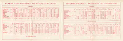 Inside of Summer 1962 Manchester - Stoke-on-Trent timetable