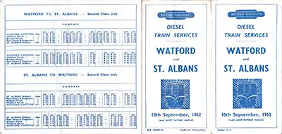 June 1961 Watford - St Albans timetable outside