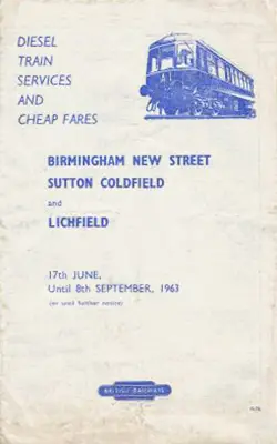 Summer 1963 Birmingham - Lichfield via Sutton Coldfield timetable cover
