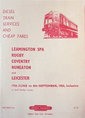 June 1963 Leamington Spa - Rugby - Coventry - Nuneaton / Leicester timetable cover