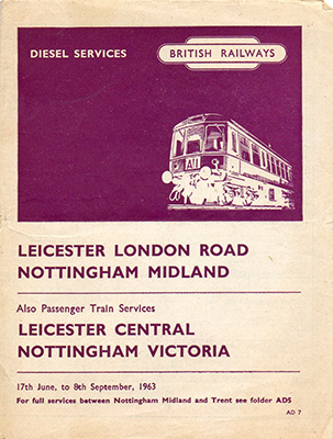 June 1963 Leicester - Nottingham timetable cover