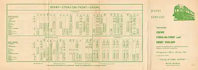 Outside of September 1963 Crewe - Stoke-on-Trent - Derby timetable