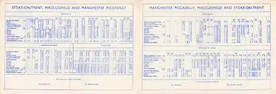 Inside of September 1963 Manchester - Stoke-on-Trent timetable