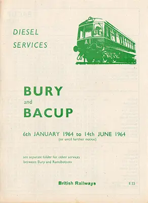 January 1964 Bury - Bacup timetable cover