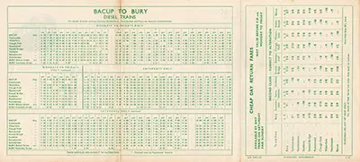 January 1964 Bury - Bacup timetable inside