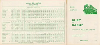 January 1964 Bury - Bacup timetable outside