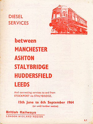 Summer 1964 Manchester -Leeds timetable cover