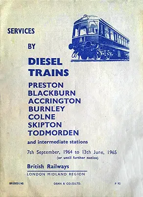 September 1963 Preston - Todmorden - Skipton timetable cover