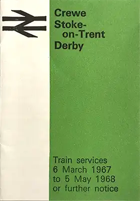 Front of March 1967 Crewe - Stoke-on-Trent - Derby timetable