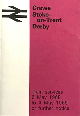 Front of May 1968 Crewe - Stoke-on-Trent - Derby timetable