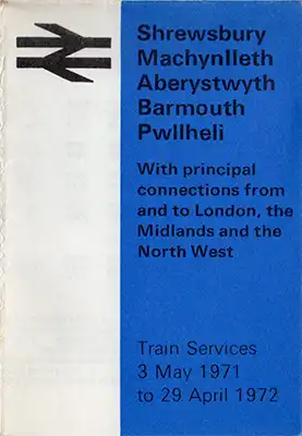 May 1971 Shrewsbury - Aberystwyth timetable front