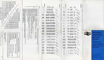 May 1971 Shrewsbury - Aberystwyth timetable outside