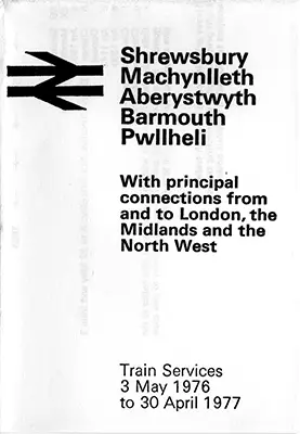 May 1976 Shrewsbury - Aberystwyth timetable front