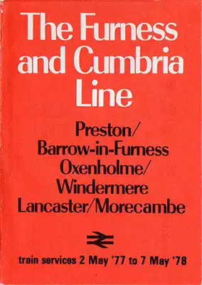 Front of May 1977 Furness and Cumbria Line timetable