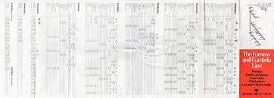 Inside of May 1977 Furness and Cumbria Line timetable