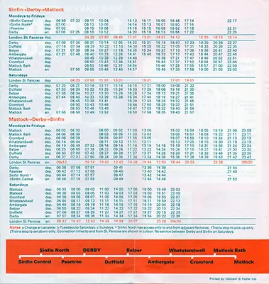 May 1977 Matlock - Derby - Sinfin timetable inside