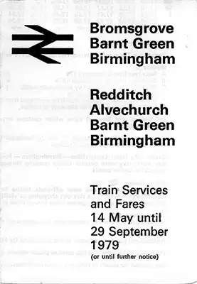 Cover of May 1979 Birmingham - Bromsgrove and Redditch timetable