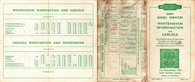 Autumn 1957 Whitehaven timetable