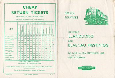 June 1958 Llandudno timetable outside