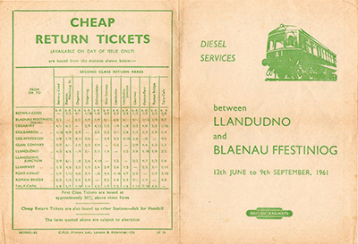 June 1961 Llandudno timetable outside