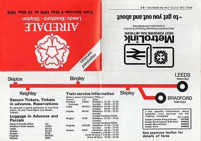 May 1978 Leeds/Bradford-Skipton timetable outside