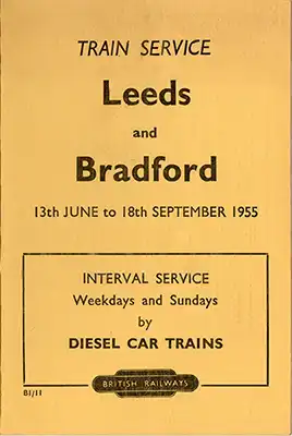 Front of June 1955 Leeds-Braford timetable