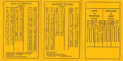 Inside of June 1956 Leeds-Braford timetable