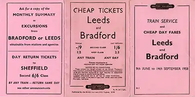 Outside of June 1958 Leeds-Braford timetable