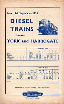 September 1958 York - Harrogate timetable outside