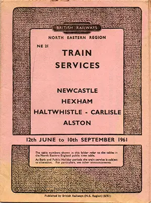 12 June 1961 timetable cover