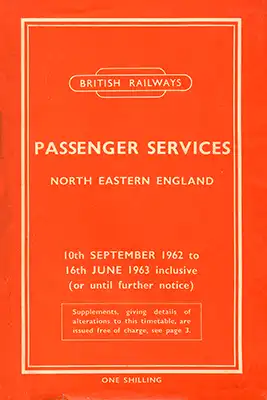 Cover of North Eastern Region September 1962 timetable